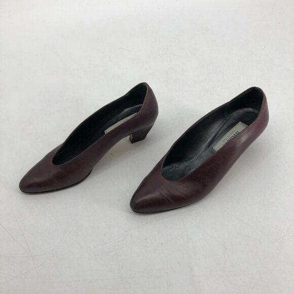 Bally burgundy pointed toe sleek heels leather pumps size 7 - Picture 10 of 12